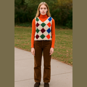 Girls Crochet Knit Crop Tank Top Multicolor Ramie Cotton